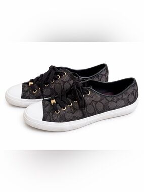 Coach Black Empire Canvas Sneakers w: Gold-Tone Accents